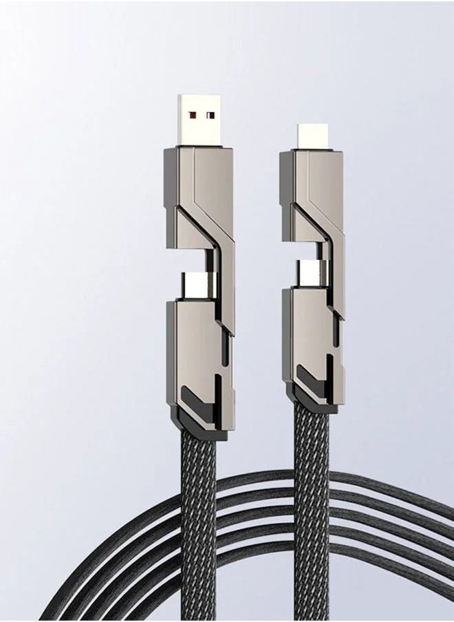 Rock Pow - 4 in 1 Fast Charging Cable Type-C Lightning Port 1.5m Universal Charger Cable 3A Fast Data Sync Charging - Image 1