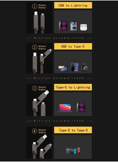 Rock Pow 4 in 1 Fast Charging Cable Type-C Lightning Port 1.5m Universal Charger Cable 3A Fast Data Sync Charging  - Image 2