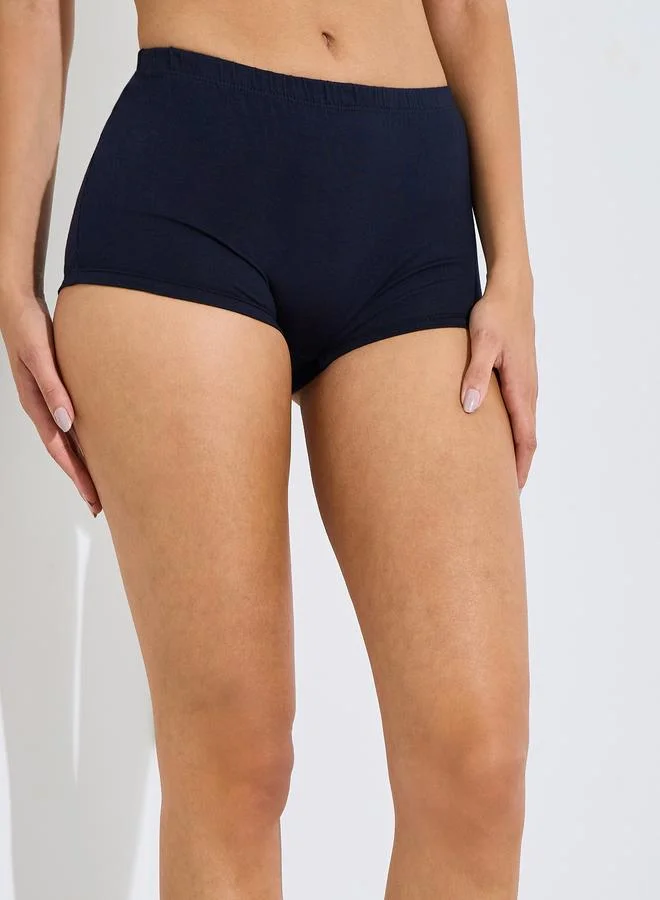 ستايلي Pack Of 4 - Solid Cotton Elastic Waistband Boyshorts