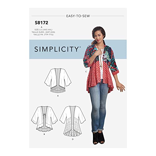 Simplicity 8172 Easy to Sew Misses' Kimono Sewing Pattern Kit, Code 8172, Sizes XXS-XXL - Image 1