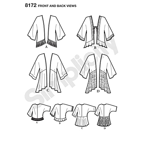 Simplicity 8172 Easy to Sew Misses' Kimono Sewing Pattern Kit, Code 8172, Sizes XXS-XXL - Image 3