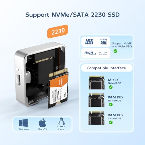MAIWO M.2 2230 NVMe SSD Enclosure, USB C 3.2 Gen 2 Type-C 10Gbps to NVMe PCI-E Adapter, Aluminum External Mobile Solid-State Drive Box Case for iPhone 15 Pro Max, iPad Pro, Laptop, Android (10Gbps) - Image 2