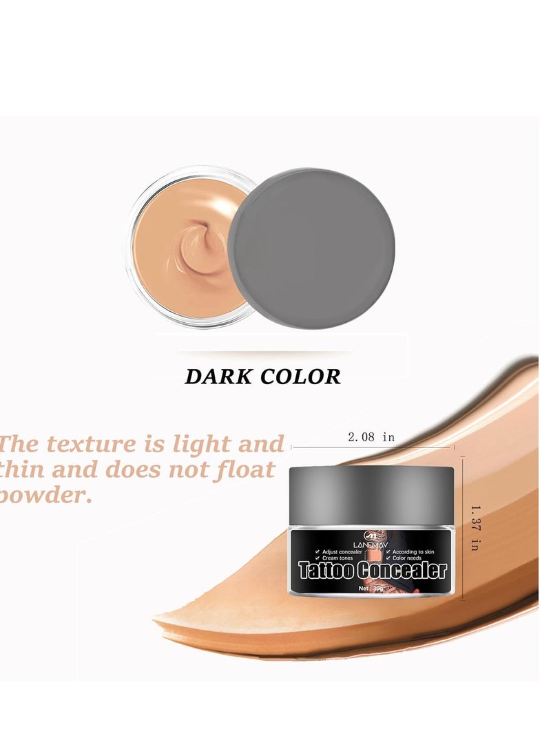 LANEMAY Tattoo Cover Up, Invisible Waterproof Concealer,Long Lasting Professional Skin Makeup Concealer Kit for Body Leg Tattoo, Dark Color - Image 4