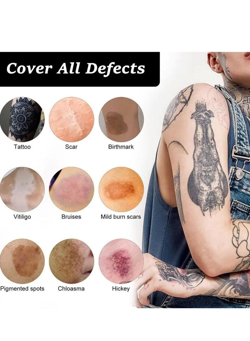 LANEMAY Tattoo Cover Up, Invisible Waterproof Concealer,Long Lasting Professional Skin Makeup Concealer Kit for Body Leg Tattoo, Dark Color - Image 5