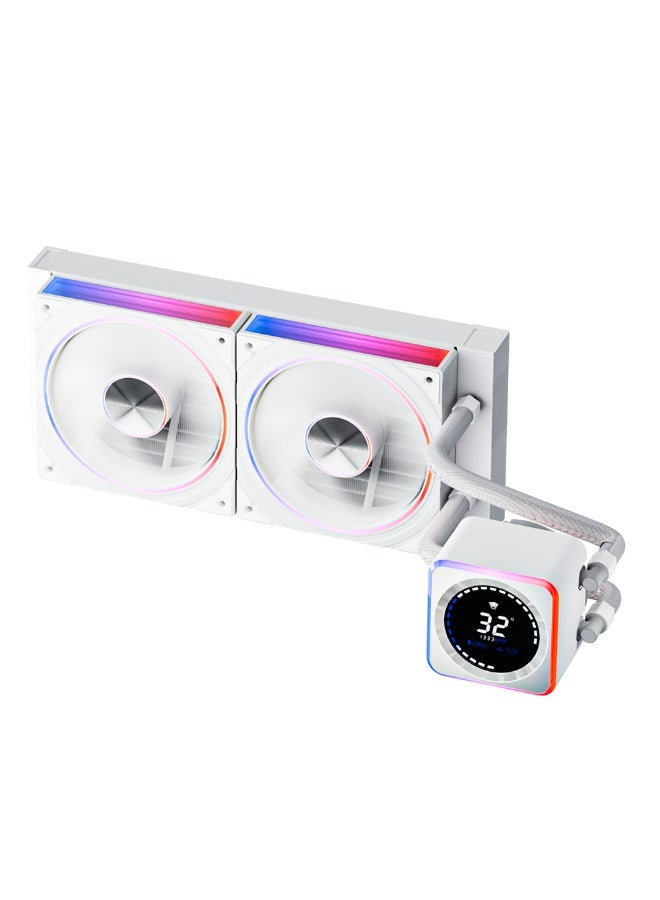 Jungle Leopard Astrobeat 240 ARGB 240mm AIO CPU Cooler, Intelligent Temperature Control, Real-time readout, 300W TDP Liquid CPU Cooler for AMD AM4/AM5 & Intel LGA 115X/1200/1700 (White) - Image 1
