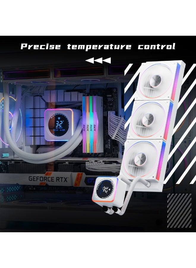 Jungle Leopard Astrobeat 240 ARGB 240mm AIO CPU Cooler, Intelligent Temperature Control, Real-time readout, 300W TDP Liquid CPU Cooler for AMD AM4/AM5 & Intel LGA 115X/1200/1700 (White) - Image 2