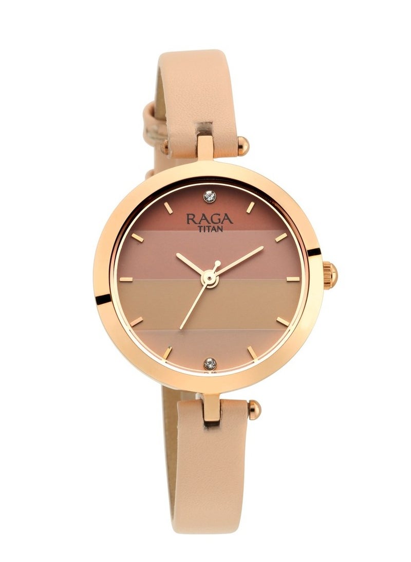 TITAN Raga Women's Blossom Elegance Pastel Pink Dial & Leather Grace Watch - Image 1