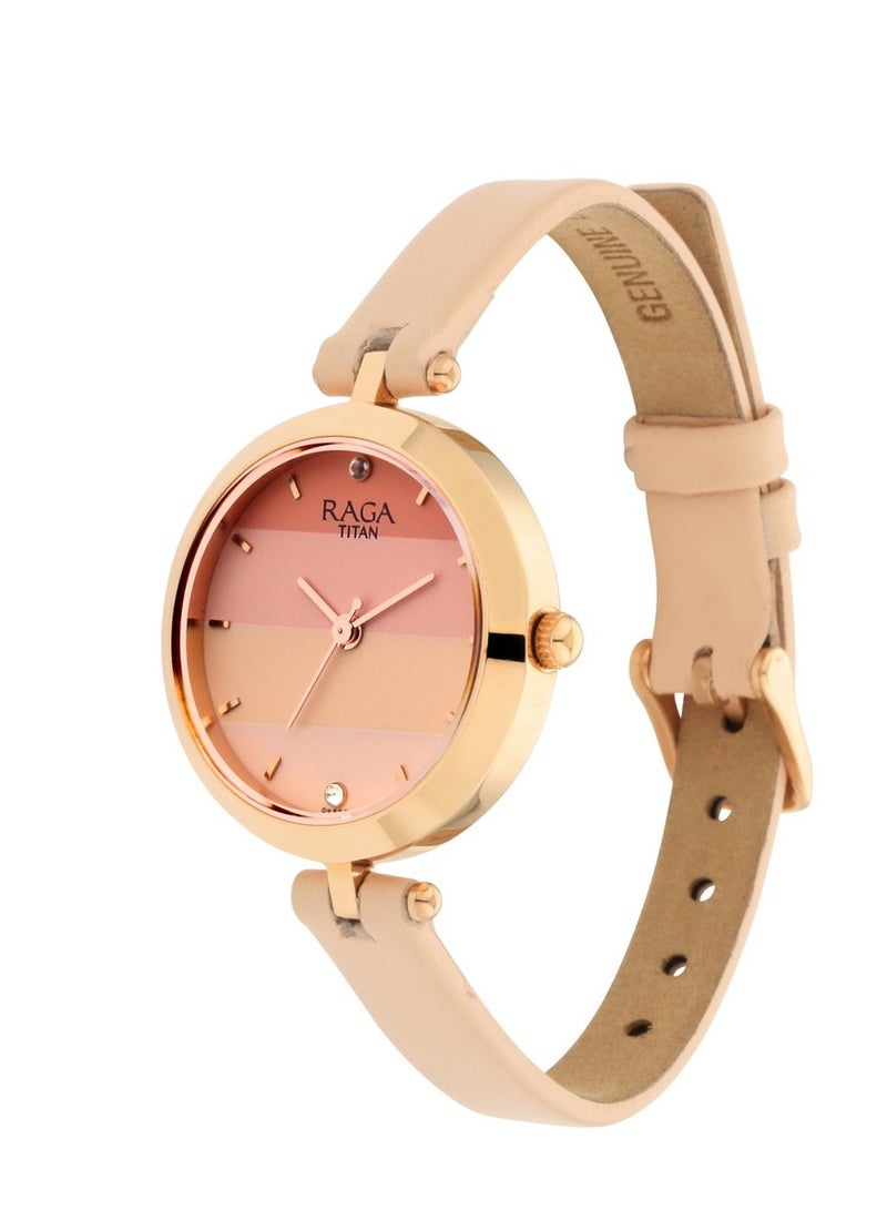 TITAN Raga Women's Blossom Elegance Pastel Pink Dial & Leather Grace Watch - Image 2