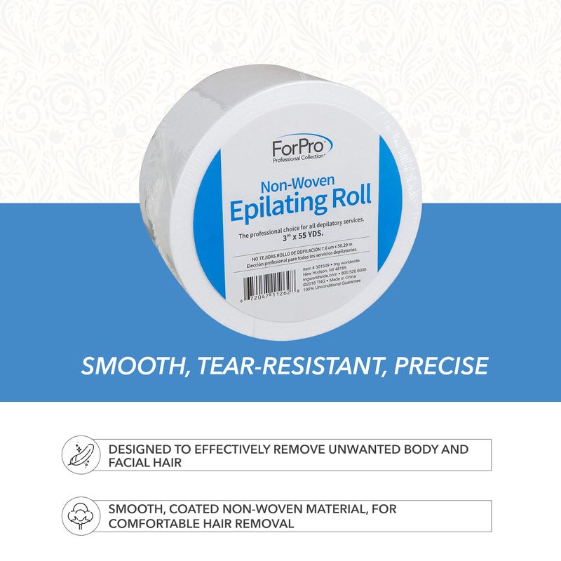 ForPro Professional Collection ForPro Non-Woven Epilating Roll for Body and Facial Hair Removal, Tear-Resistant, Lint-Free, 3â€ x 55 Yards, White - Image 3