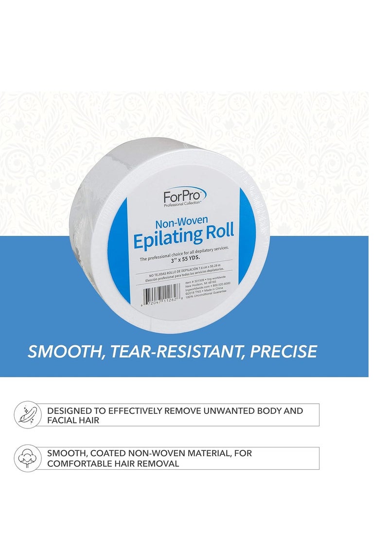 ForPro - ForPro Non-Woven Epilating Roll for Body and Facial Hair Removal, Tear-Resistant, Lint-Free, 3” x 55 Yards, White - Image 1