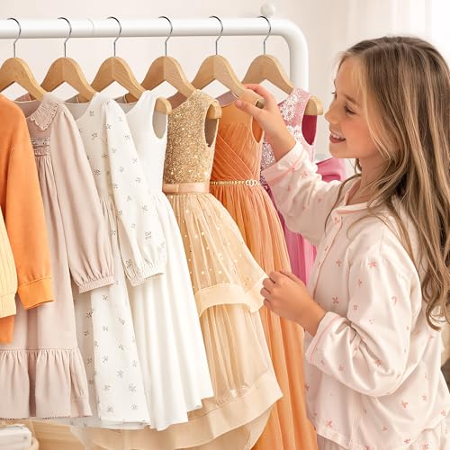 mirolam Kids Clothing Rack - Dress Up Clothes Rack - Baby Toddler Closet - Mini Freestanding Coat Racks with 2 Fabric Shelves - Small Kids Costume Wardrobe - Garment Rack for Hanging Clothes Organizer - Image 3
