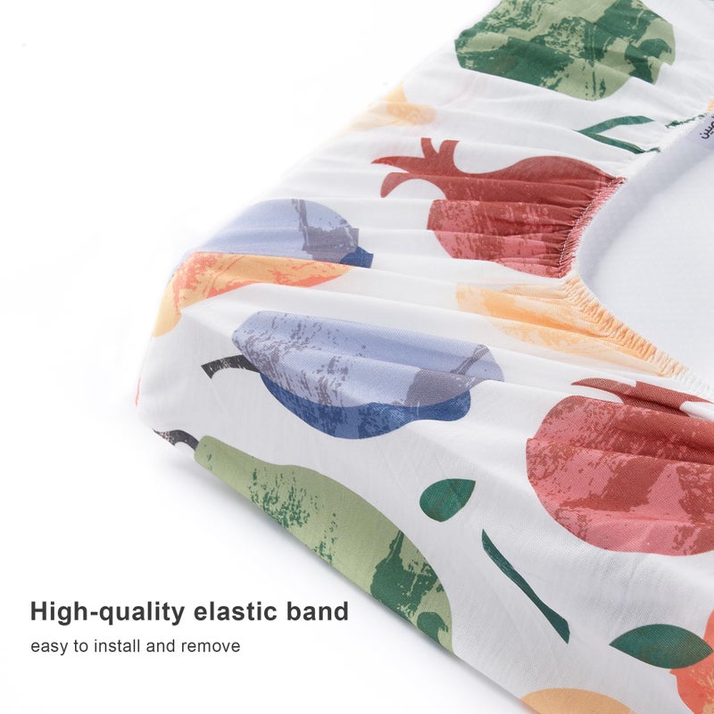 TILLYOU Baby Changing Pad Cover, Changing Table Cover for Girls Boys, Ultra Soft Breathable, 2 Pack Fruit Shadow & orangish - Image 4