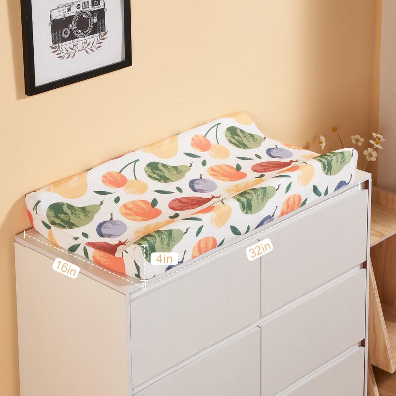TILLYOU Baby Changing Pad Cover, Changing Table Cover for Girls Boys, Ultra Soft Breathable, 2 Pack Fruit Shadow & orangish - Image 2