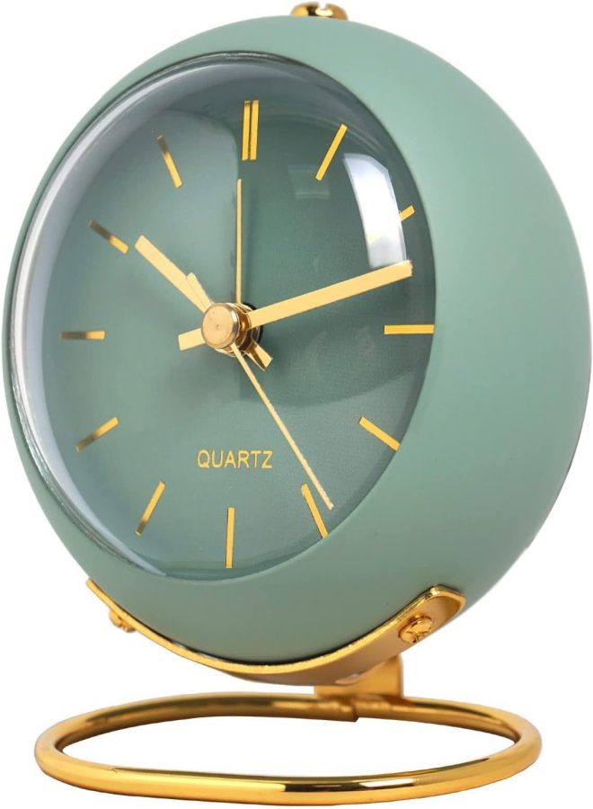 SHISEDECO Retro Silent Alarm Clock with Night Glow, Battery-Powered Compact Desk Clock for Home Office (RN- Green) - Image 1