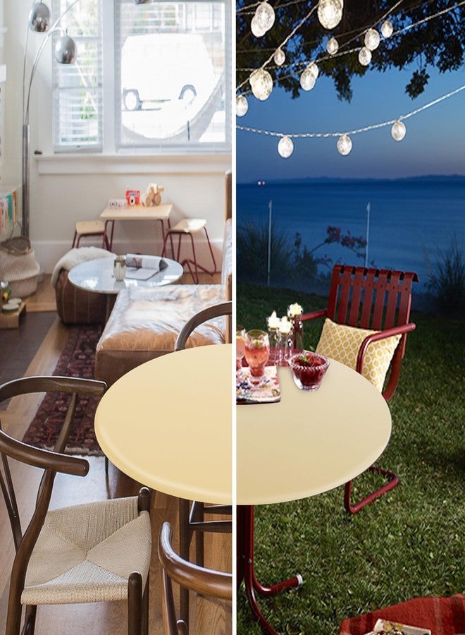 Obstal Fitted Round Table Cloth, Reversible Waterproof Stain Resistant Elastic Stretch Tablecloth, Wipe Clean Table Cover for Outdoor/Indoor Use, Fits Round Tables up to 32" - 36" Diameter, Champgane - Image 2