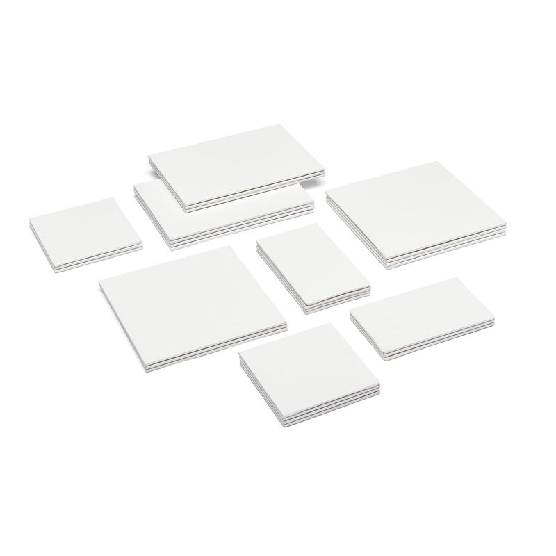 KINGART White 28 Pc. Multi-Size Value Artist Canvas Boards, Gesso Primed - 100% Cotton Square Panels, Art Supplies for Oil and Acrylic Painting, 7 Ea. 3x5, 4x4, 5x7, 6x6 in. - Image 2