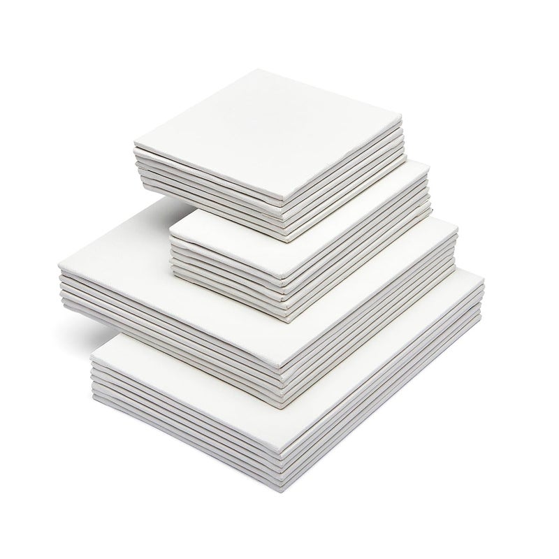 KINGART White 28 Pc. Multi-Size Value Artist Canvas Boards, Gesso Primed - 100% Cotton Square Panels, Art Supplies for Oil and Acrylic Painting, 7 Ea. 3x5, 4x4, 5x7, 6x6 in. - Image 3