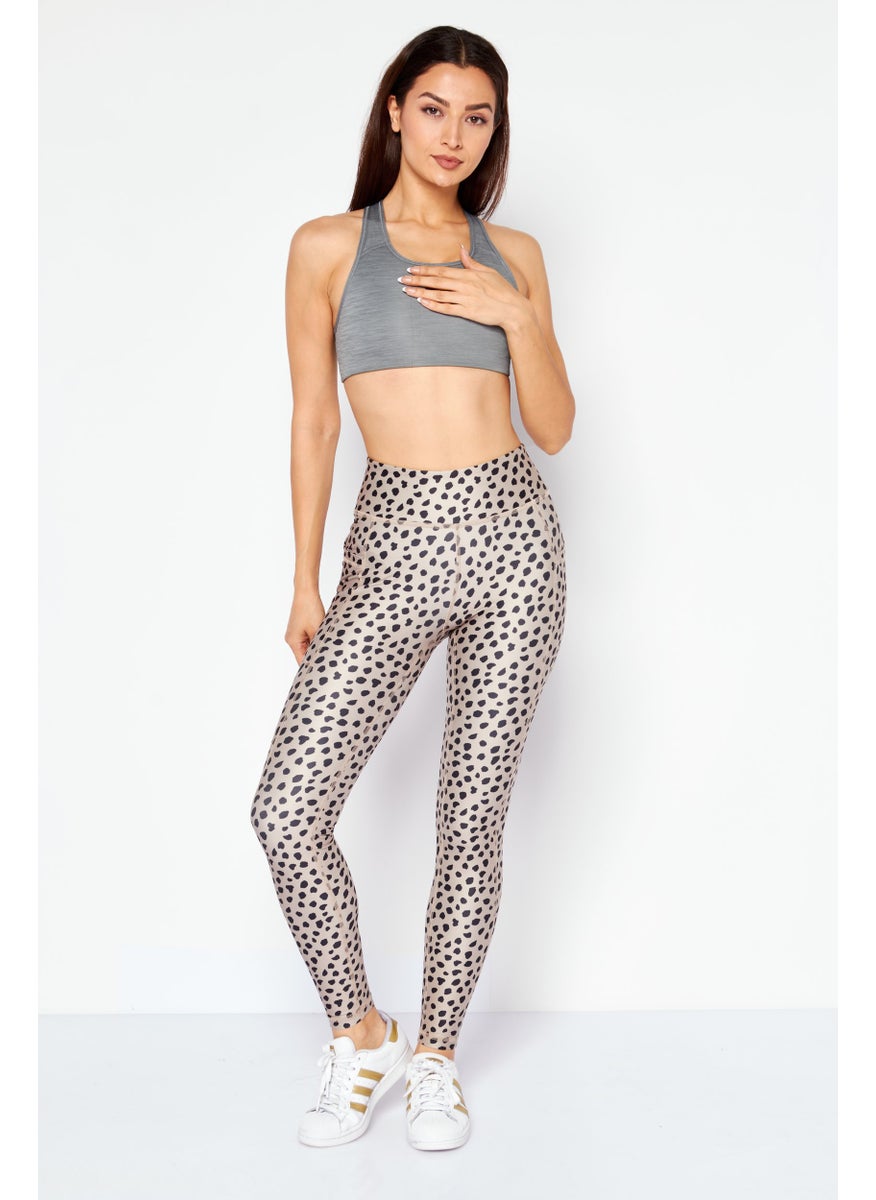 GILLY HICKS - Women Full Length Animal Print Leggings, Tan Combo - Image 1