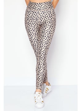 Women Full Length Animal Print Leggings, Tan Combo