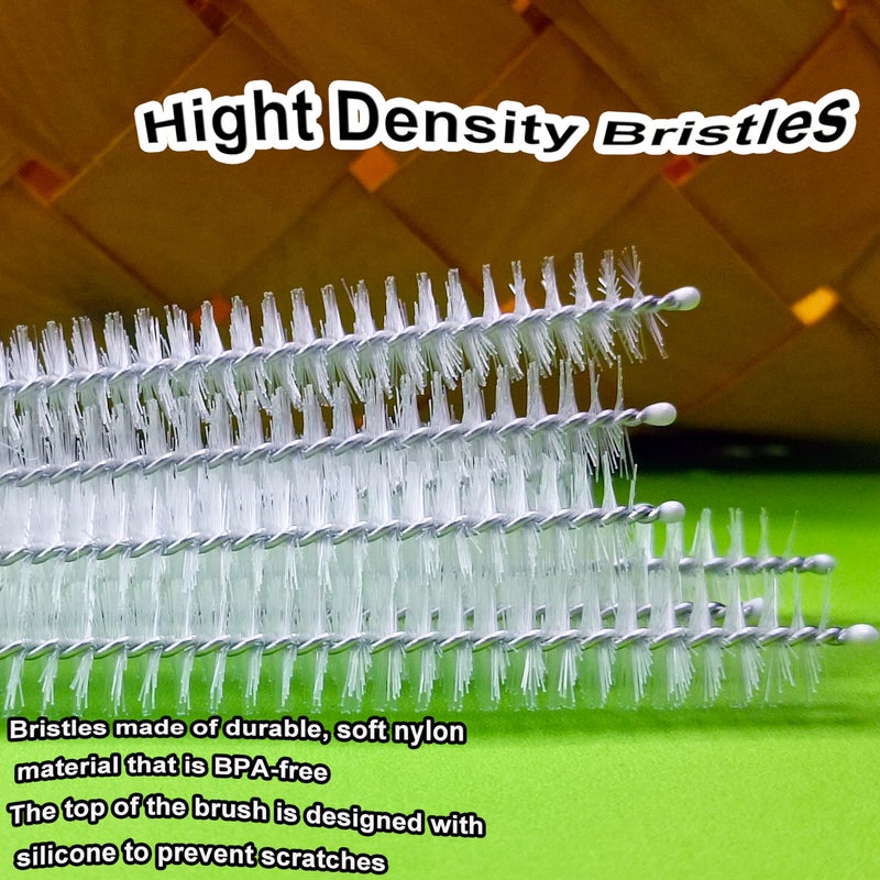 AFUUFA Straw Cleaner Brush Extra Long 12 Inchï¼ŒStraw Brush Cleaner Stainless Steel Nylon Bristles Cleaner Brush for Cleaning Stanley Tumbler,Straws, Water Bottles, Coffee Makers,Pet Water Fountain 4-Pack - Image 3