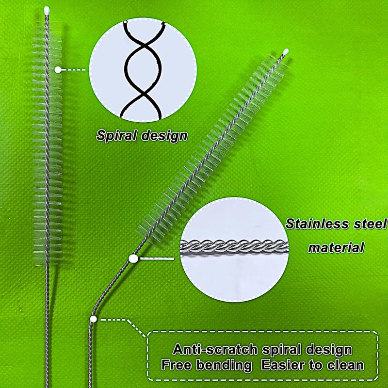 AFUUFA Straw Cleaner Brush Extra Long 12 Inchï¼ŒStraw Brush Cleaner Stainless Steel Nylon Bristles Cleaner Brush for Cleaning Stanley Tumbler,Straws, Water Bottles, Coffee Makers,Pet Water Fountain 4-Pack - Image 4