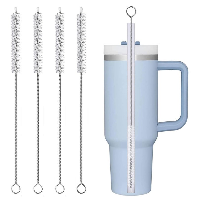 AFUUFA Straw Cleaner Brush Extra Long 12 Inchï¼ŒStraw Brush Cleaner Stainless Steel Nylon Bristles Cleaner Brush for Cleaning Stanley Tumbler,Straws, Water Bottles, Coffee Makers,Pet Water Fountain 4-Pack - Image 1