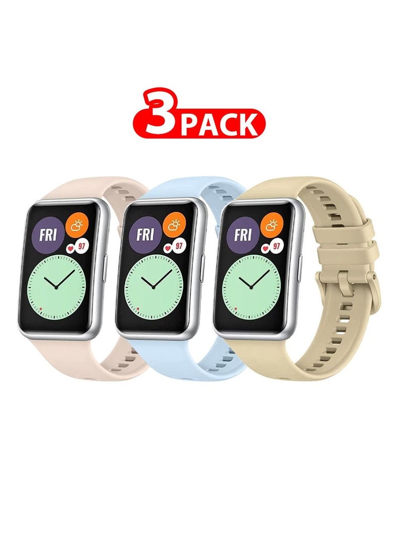 CATANES 3 Pack For Huawei Watch Fit 2 Silicone Bracelet Replacement Strap Multicolour 2(Only Compatible with Huawei Watch Fit 2) - Image 1