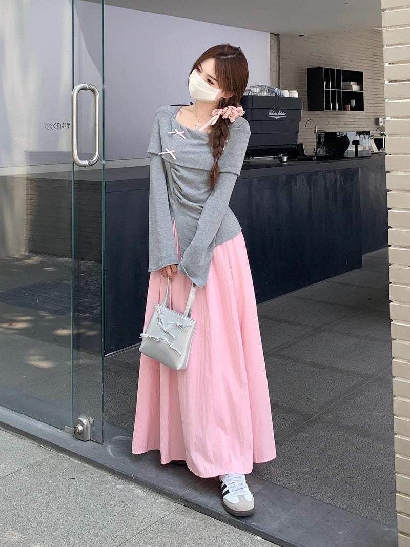 Pure Desire Spice Girl Slim-Fit Bow Knitted Top Women'S Design Sense Elegant High Waist Half-Length Skirt Suit Early Autumn - Image 5