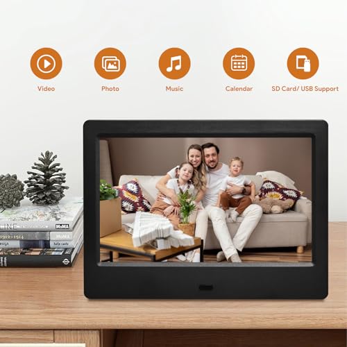 PiPivision 7 Inch Digital Picture Frame, HD Display Photo Frame, Wall Mountable Electronic Slideshow for Videos and Music - Image 2