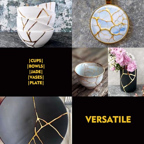 YumCraft Kintsugi Repair Kit Gold & Silver, 50ml Kintsugi Glue for Broken Ceramics, Bowls, Cups, Porcelain, Glass, Food Safe Pottery Repair Kit for Repair Meaningful Gifts, Jade, Sculpture, Vase, Mug - Image 5