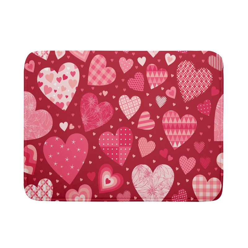 aportt Valentine Day Love Heart Dish Drying Pad 18 x 24 Inch with Absorbent Reversible Microfiber Happy Valentines Pink Red Hearts Drying Mats For Kitchen Counter Dining Room Decoration - Image 1