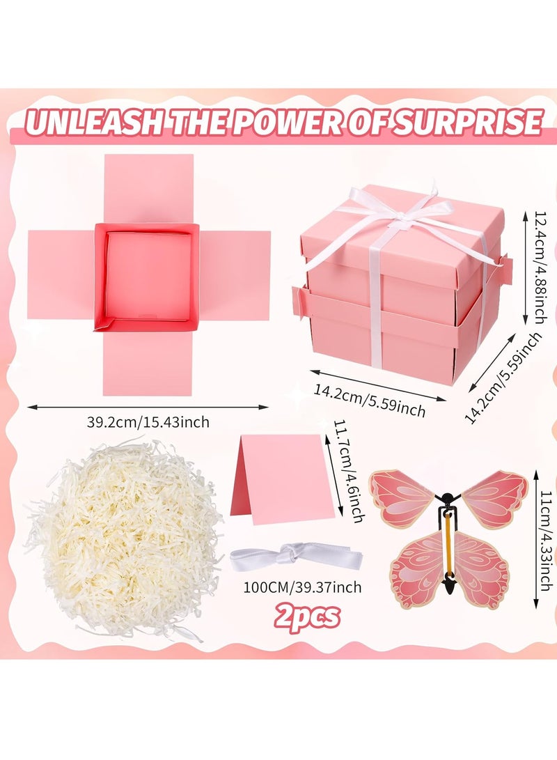Flying erfly Surprise Box, erfly Birthday Box 8 Pieces Flying erfly Toys Birthday, Wedding, Anniversary (Pink) - Image 2