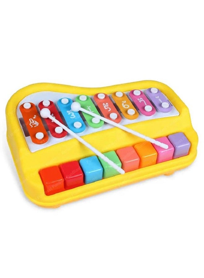 فنبلاست إكسيليفون فن بلاست - ألعاب بيانو يدوية، ألعاب طرق ودق، إكسيليفون للأطفال، آلات موسيقية للأطفال، إكسيليفون للأطفال، إكسيليفون للأطفال من عمر سنة فما فوق، لعبة طبول وإيقاع للأطفال (أصفر) - Image 1