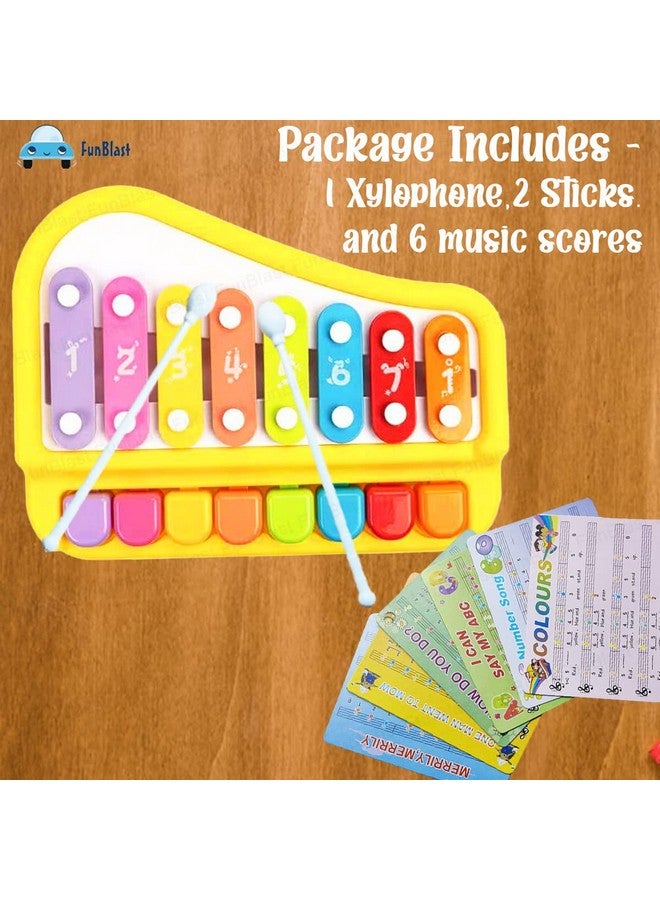 فنبلاست إكسيليفون فن بلاست - ألعاب بيانو يدوية، ألعاب طرق ودق، إكسيليفون للأطفال، آلات موسيقية للأطفال، إكسيليفون للأطفال، إكسيليفون للأطفال من عمر سنة فما فوق، لعبة طبول وإيقاع للأطفال (أصفر) - Image 5