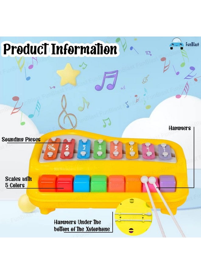 فنبلاست إكسيليفون فن بلاست - ألعاب بيانو يدوية، ألعاب طرق ودق، إكسيليفون للأطفال، آلات موسيقية للأطفال، إكسيليفون للأطفال، إكسيليفون للأطفال من عمر سنة فما فوق، لعبة طبول وإيقاع للأطفال (أصفر) - Image 3