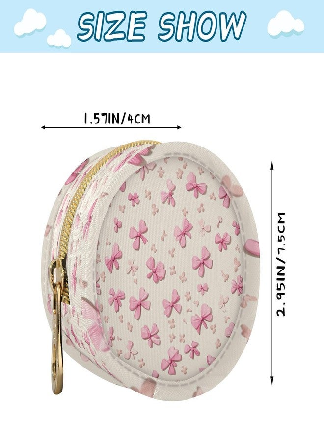 ElliTarr Pacifier Holder with Clip Pacifier Case for Diaper Bag Round Baby Pacifier Pouch Box Bag Portable Pink Bow Cute - Image 2