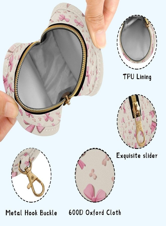 ElliTarr Pacifier Holder with Clip Pacifier Case for Diaper Bag Round Baby Pacifier Pouch Box Bag Portable Pink Bow Cute - Image 3