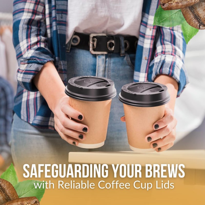Homelance Pack Of 600, Black Disposable Coffee Cup Lids, Coffee Cup Lids 10 oz 12 oz 16 oz 20 oz, Leak-Proof Plastic Coffee Lids, Heat-Resistant & Strong Hot Cup Lids For Coffee Cups For Everyday Convenience - Image 5