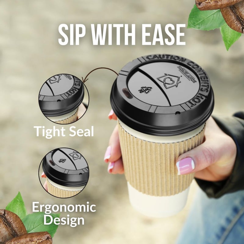 Homelance Pack Of 600, Black Disposable Coffee Cup Lids, Coffee Cup Lids 10 oz 12 oz 16 oz 20 oz, Leak-Proof Plastic Coffee Lids, Heat-Resistant & Strong Hot Cup Lids For Coffee Cups For Everyday Convenience - Image 4