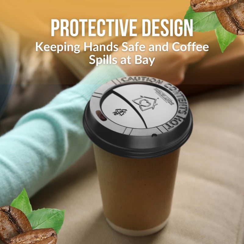 Homelance Pack Of 600, Black Disposable Coffee Cup Lids, Coffee Cup Lids 10 oz 12 oz 16 oz 20 oz, Leak-Proof Plastic Coffee Lids, Heat-Resistant & Strong Hot Cup Lids For Coffee Cups For Everyday Convenience - Image 3