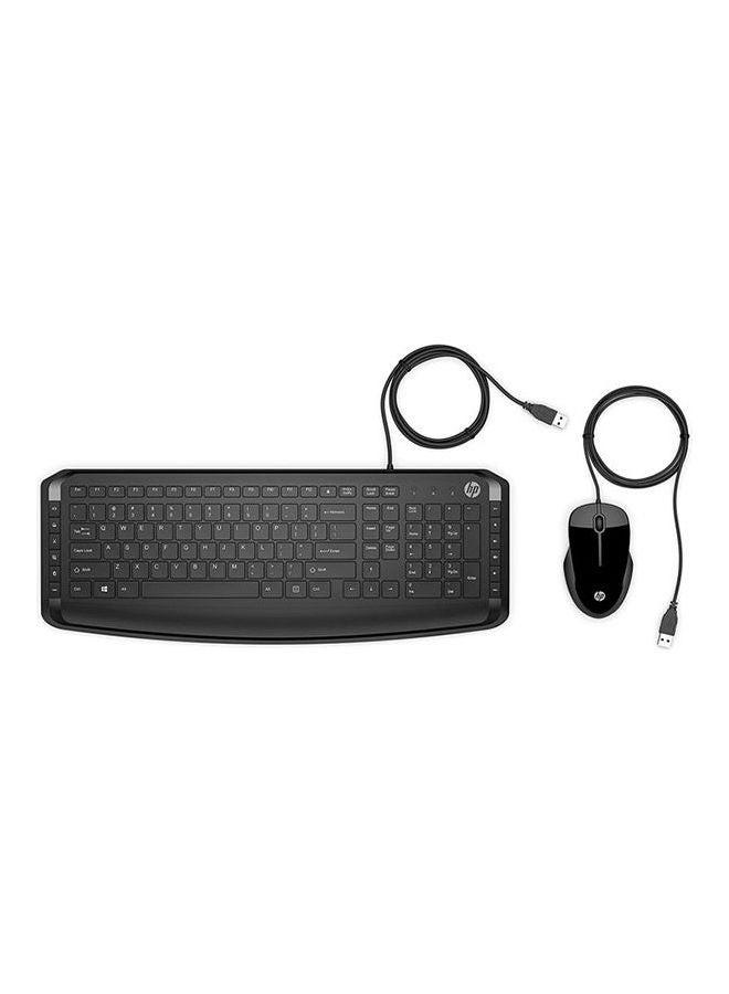 مجموعة لوحة مفاتيح سلكية بمنفذ USB وماوس أسود