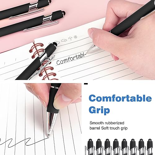 Bribobo 8 Pack Black Ballpoint Pen 2-in-1 Stylus - Retractable Metal Pen With Stylus Tip for Touch Screens, 1.0 mm Black Ink - Image 4