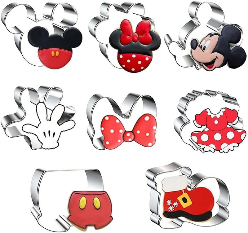 Zade Mouse Cookie Cutter Sandwich Cutters Mickey Cutters for Kids DIY Lunchbox Bento Box Fruit Cutters Vegetable Cutters for Children Boys Girls, Pack of 8 (Cartoon Cookie Cutters Set) - Image 1