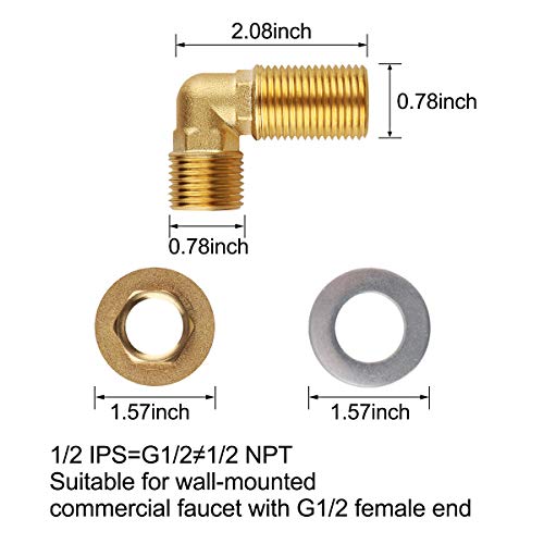 KWODE Commercial Faucet Installation Kit, Wall Mounting Installation Kit for Wall Mount Commercial Kitchen Sink Faucet Backsplash Mount Set on Stainless Compartment Prep & Utility Sink - Image 3