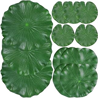 ZAUGONTW ZAUGONTW 12 Pieces Realistic Lily Pads Leaves, Artificial Floating Foam Lotus Leaves, Water Lily Pads Artificial  - Image 1