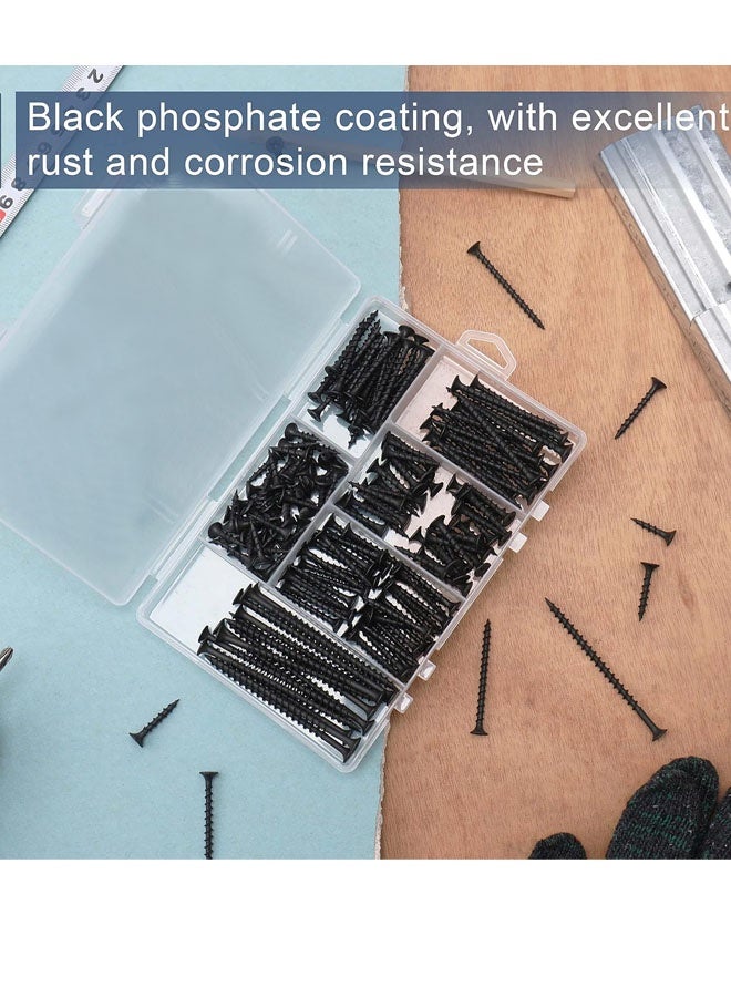 FAVZCBVIN 800 Pcs Self Tapping Screw Kit M2 Small Black Carbon Steel Self Drilling Screws Tiny Wood Screw Flat Countersunk Cross Head Screws Assortment Set for Wood Soft Metal Plastic 4/5/6/7/8/10/12/16 mm - Image 5