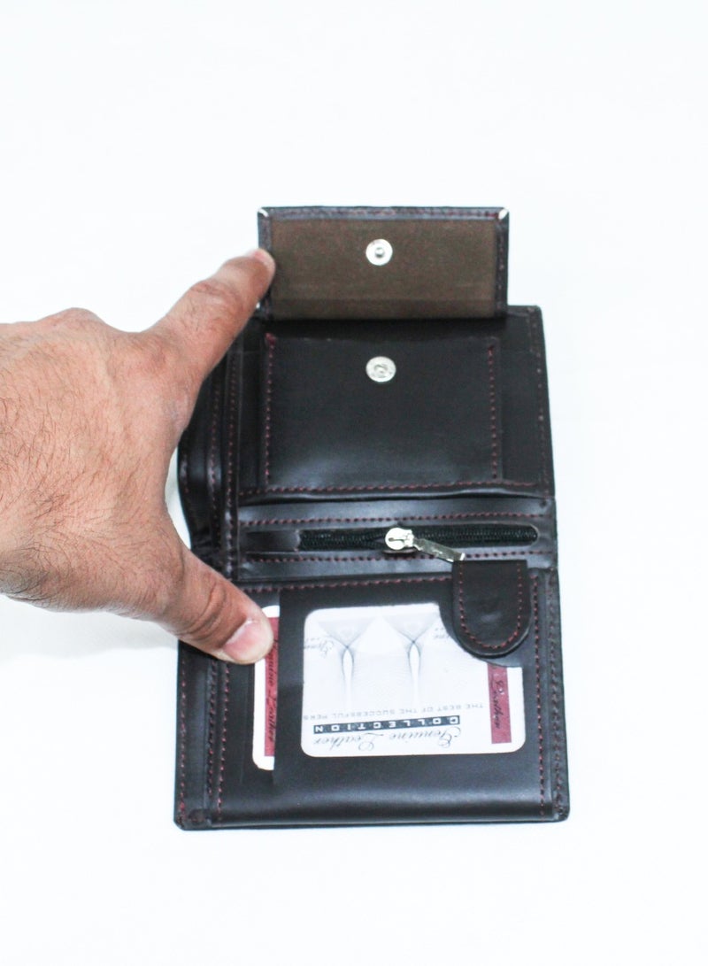 ISHWAZ Genuine Leather Modern Wallet With Wide Range of Pockets Special Place For Sim Cards Flash Memory Money Secret Pockets All In One Amazing Wallet With Premium Leather Extra Capacity High Quality  - Image 2