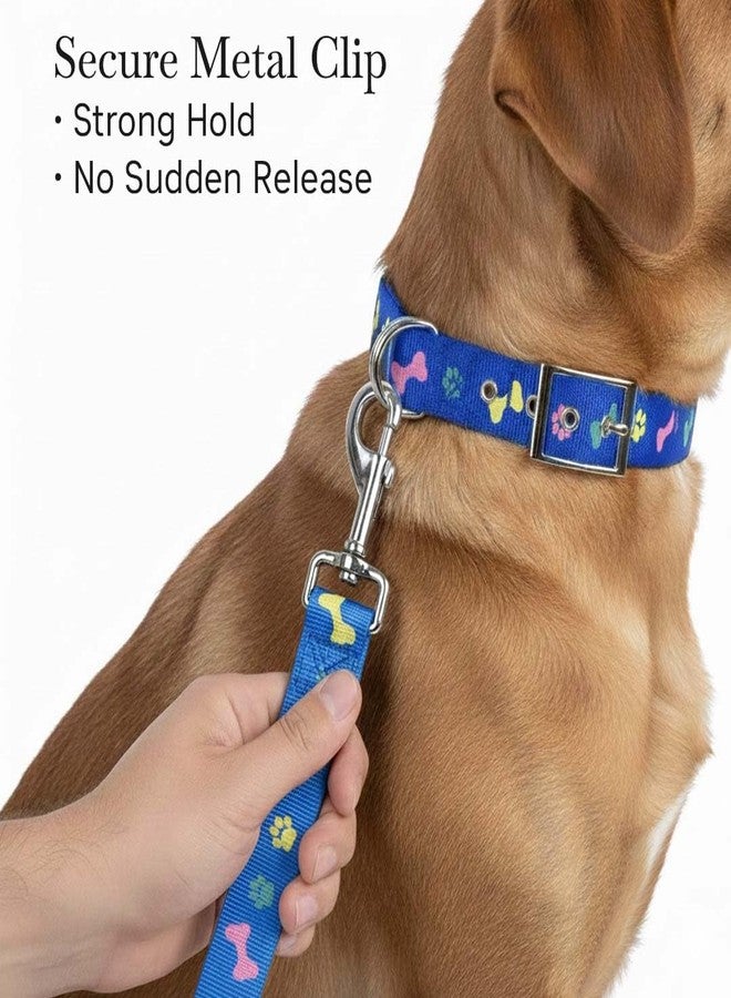 Pets Empire Soft Padded Paw and Bone Printed Dog Leash Collar Set Nylon Foam Soft Adjustable Pet Cat Durable Collar (Medium Neck 35-43cm, Blue) - Image 5