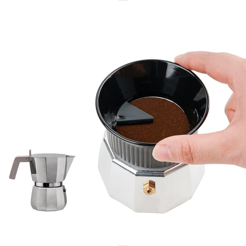 watchget Moka Pot Dosing Funnel 54mm Espresso Coffee Dosing Ring Plastic Powder Receiver and Distribution Tool for 3Cup Moka Express Pot Black