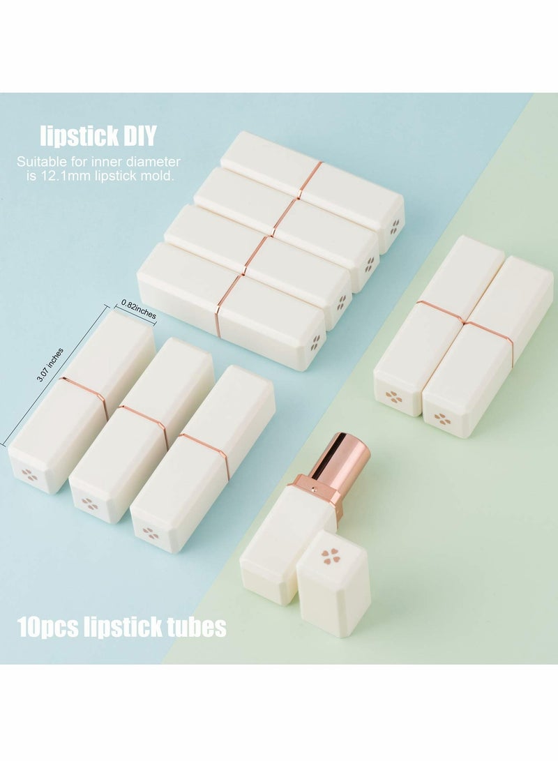 White Empty Lipstick Tubes DIY Lip Balm Container (Square Tube) 10Pcs - Image 3